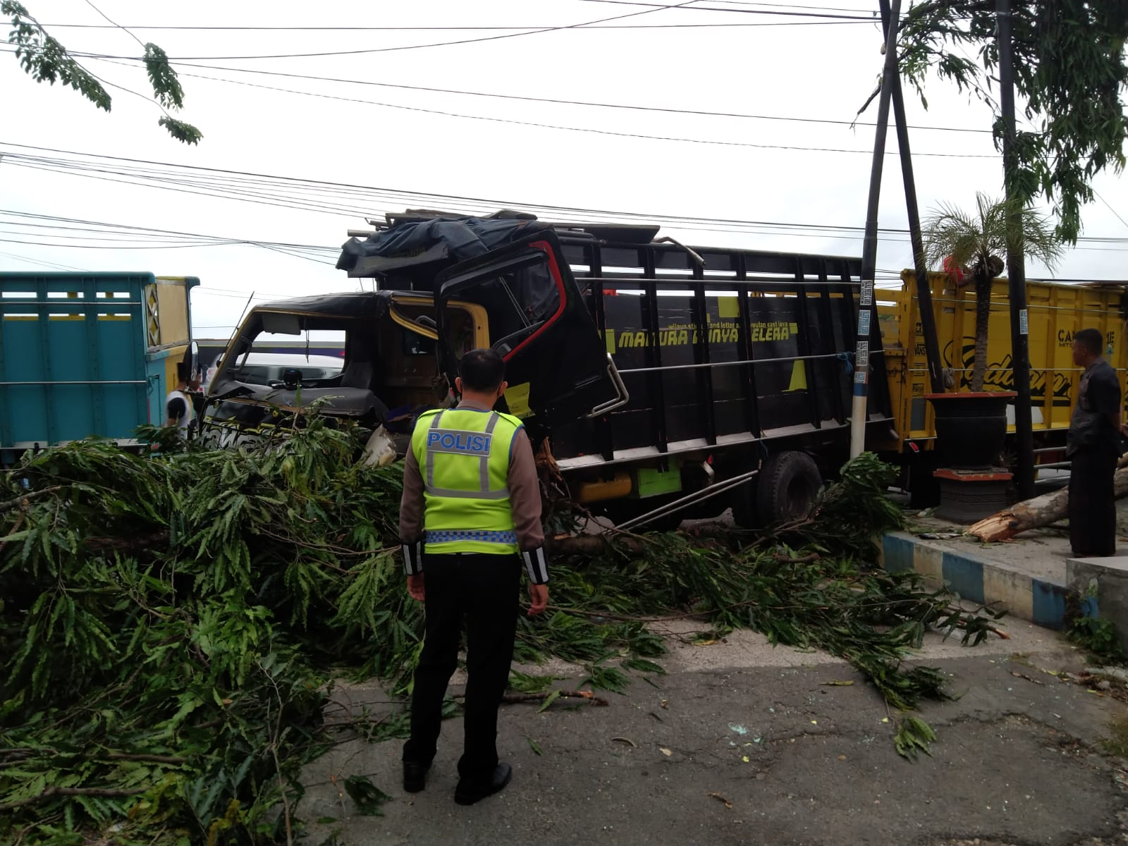 Sopir Diduga Mengantuk, Truk Hantam Pohon Di Sampang