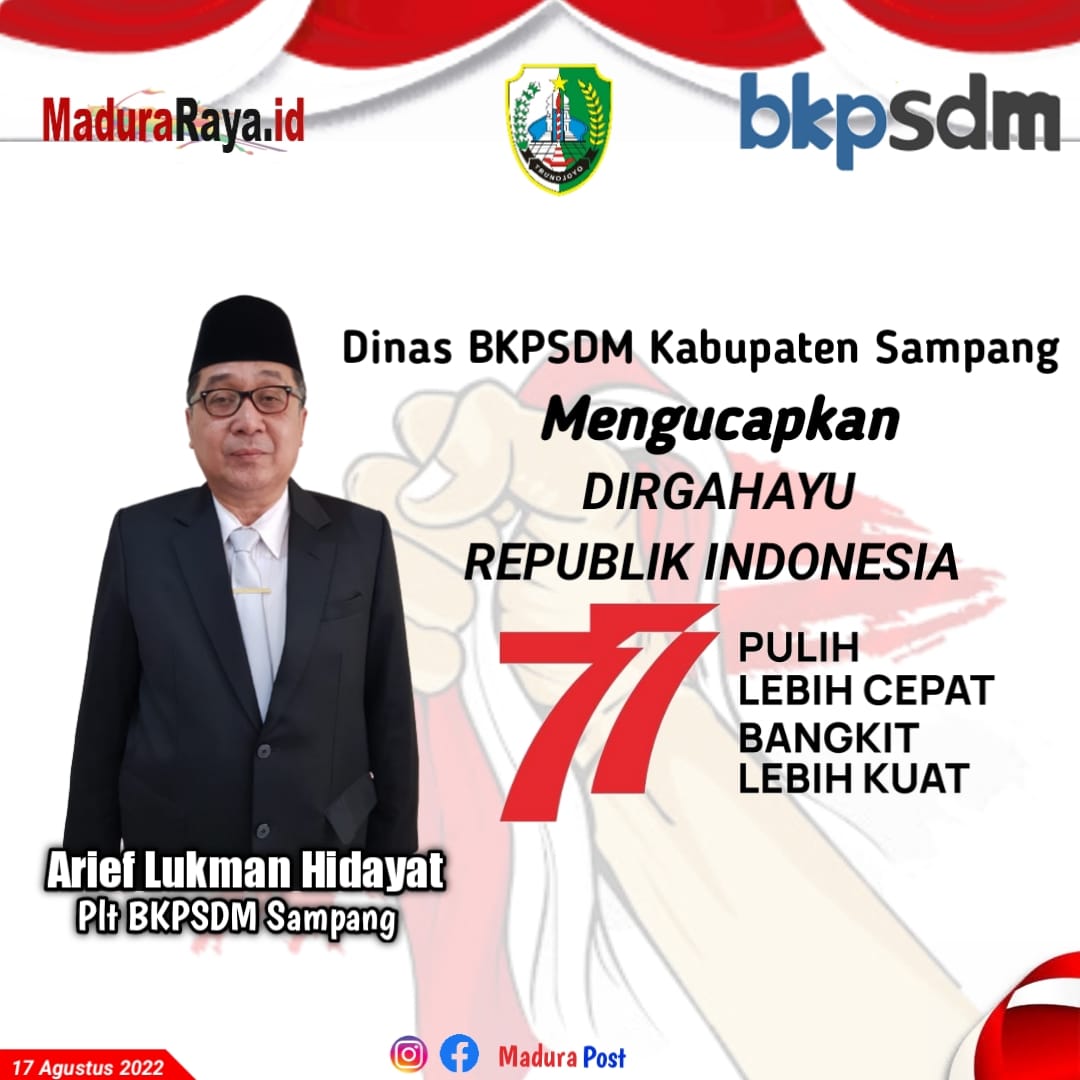 Dinas BKPSDM Sampang Ucapkan Selamat Menyambut HUT RI Ke – 77