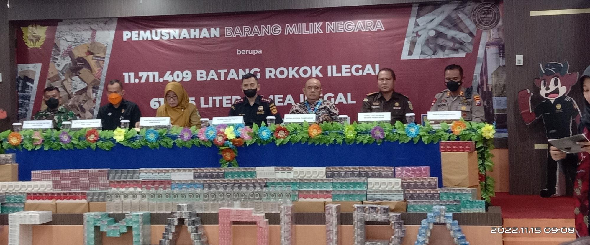 Bea Cukai Madura Musnahkan 11,711.509 Juta Rokok Ilegal, Hanya Barang Bukti Yang Didapat Tersangka Masih Buram