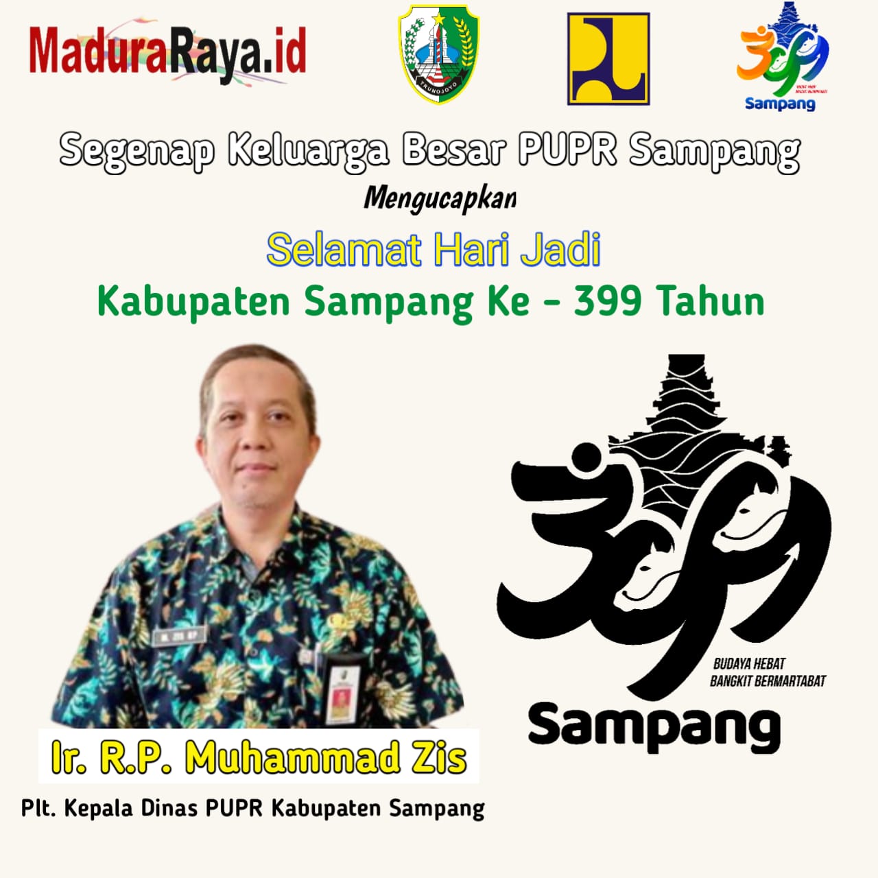 Dinas PUPR Kabupaten Sampang Mengucapkan HUT Kota Sampang ke 399 Tahun