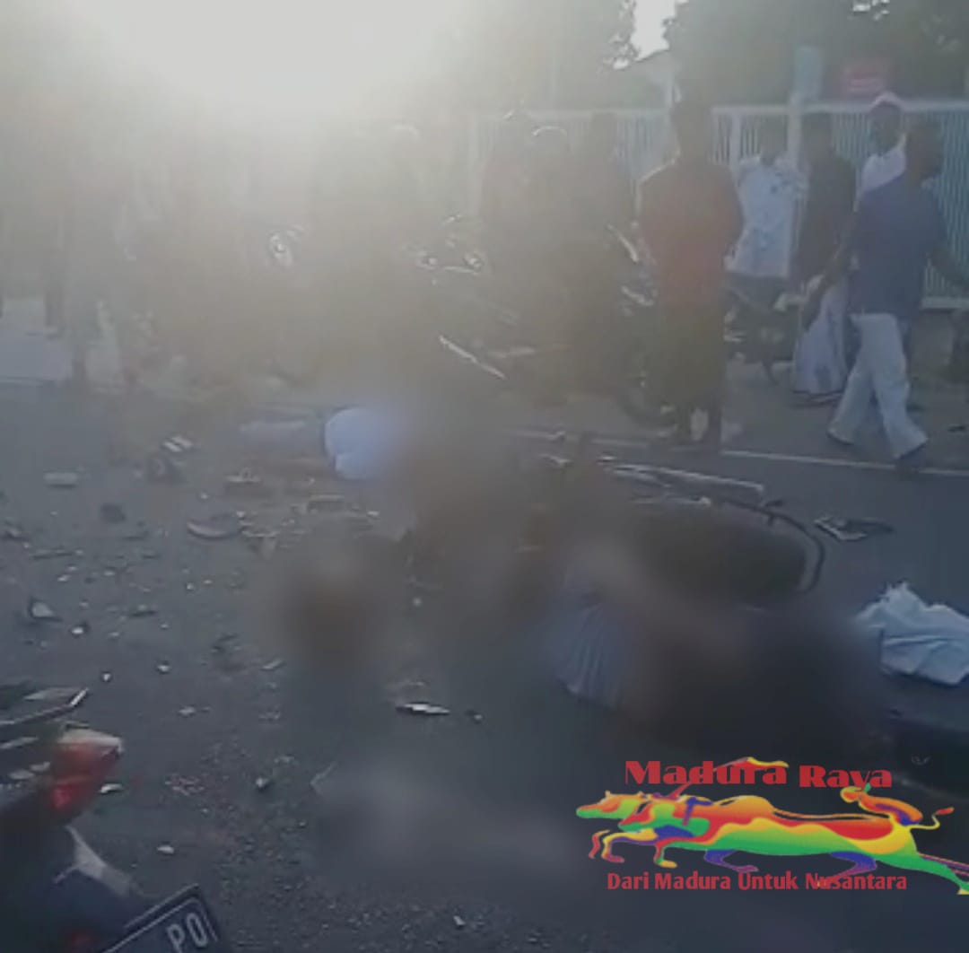 2 Motor Adu Banteng di jalan Raya Tanggumung Sampang, 2 Orang Terluka