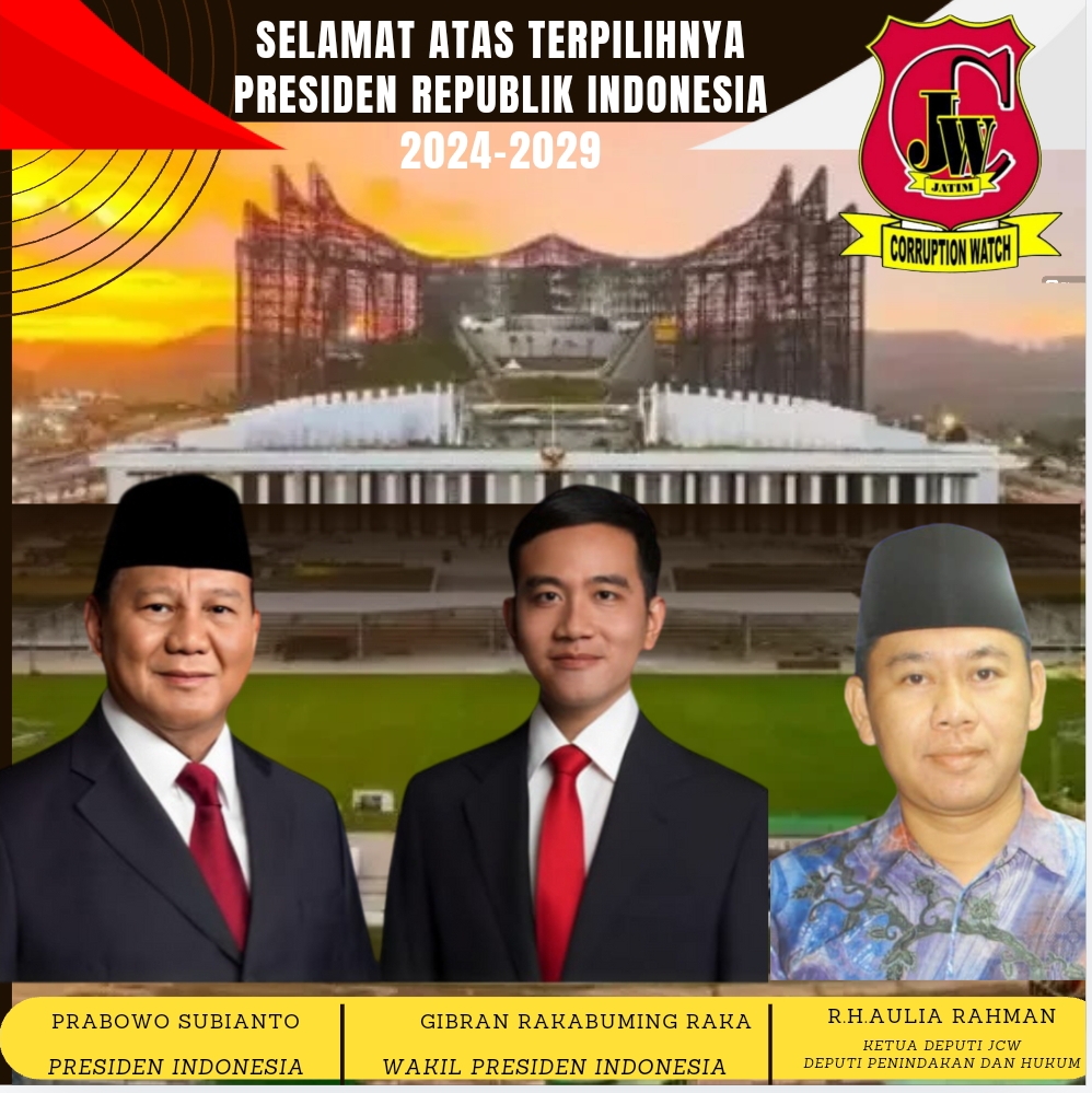 Ketua Penindakan Dan Hukum JCW R.H.Aulia Rahman Ucapkan Selamat Atas Pelantikan Presiden Prabowo - Gibran