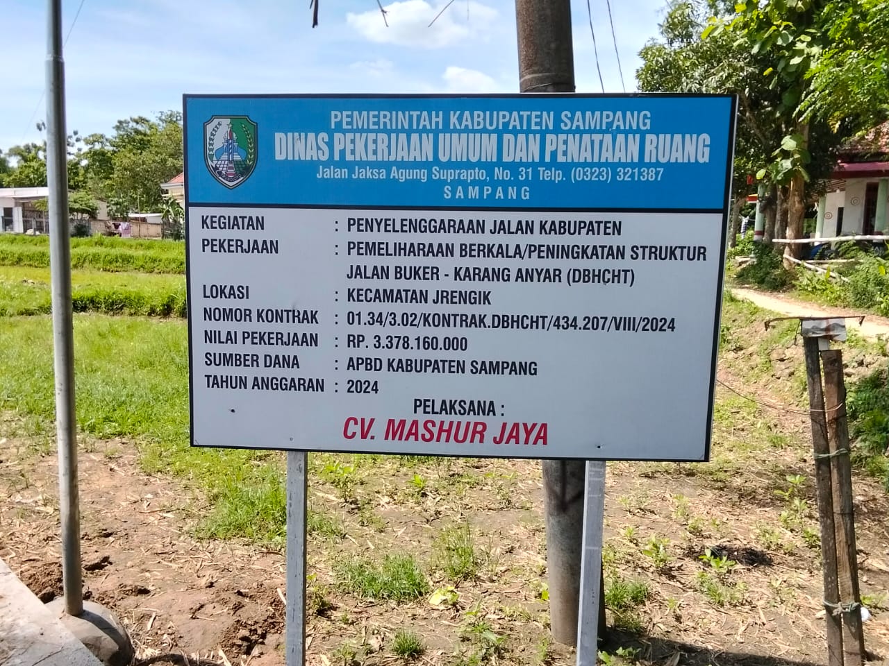 Disorot Publik, CV Mashur Jaya Proyek Betonisasi Jalan Desa Buker-Karang Anyar Perlu di Audit BPK