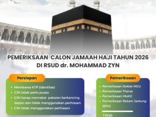 Caption Foto: Petugas medis RSUD dr. Mohammad Zyn Sampang tengah memberikan layanan pemeriksaan kesehatan bagi calon jamaah haji tahun 2026 di ruang MCU Gedung Graha Utama Lantai 2.