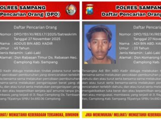 Caption Foto: Selebaran Daftar Pencarian Orang (DPO) yang diterbitkan Satreskrim Polres Sampang terhadap dua tersangka kasus pengeroyokan di SPBU Desa Tambaan, Kecamatan Camplong
