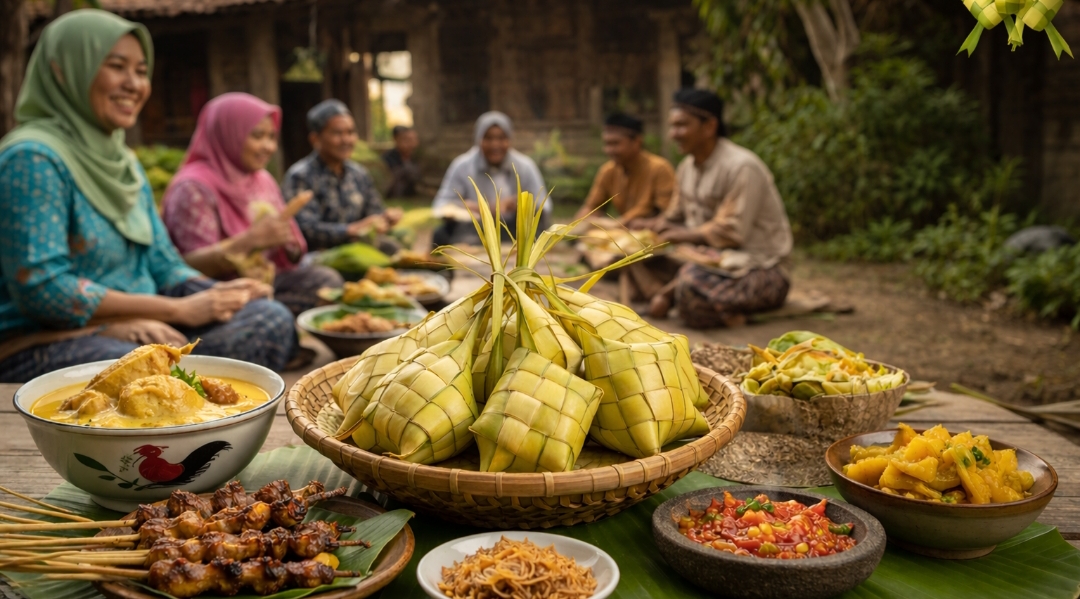 Caption foto: Ilustrasi Ai : makna lebaran ketupat atau telasan topak.