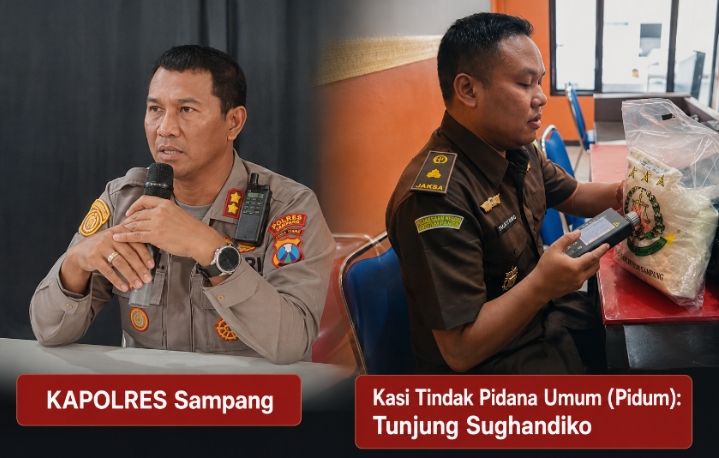 Caption Foto: Kapolres Sampang AKBP Hartono memberikan penjelasan kepada awak media terkait dugaan pelanggaran prosedur pembukaan segel dan pengujian barang bukti sabu 3 kilogram yang menyeret perhatian publik di Kabupaten Sampang.