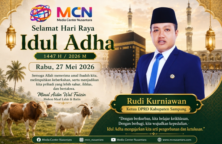 Caption Foto: Ketua DPRD Sampang, Rudi Kurniawan, bersama segenap jajaran anggota DPRD Sampang menyampaikan ucapan Selamat Hari Raya Idul Adha 1447 H kepada seluruh masyarakat, Rabu (27/05/2026).