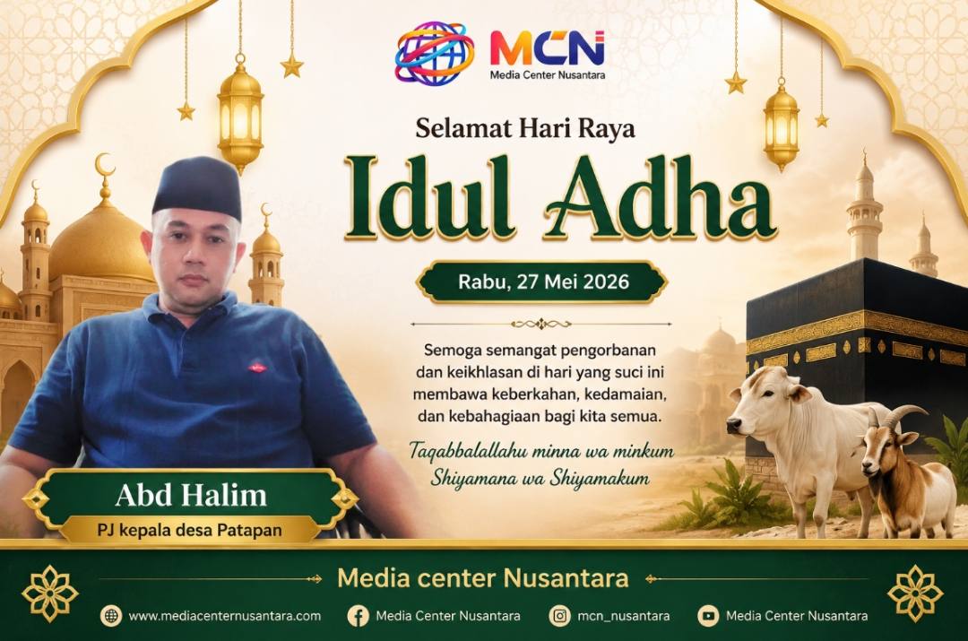 Caption Foto: PJ Kepala Desa Patapan, Abd Halim, menyampaikan ucapan Selamat Hari Raya Idul Adha 1447 Hijriah kepada seluruh masyarakat, Rabu (27/05/2026).